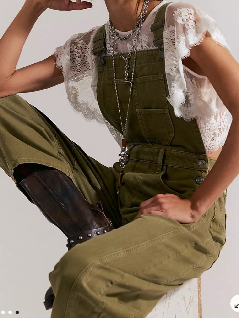 We The Free Olive Lucky You Barrel Overalls *S/P *NWOT